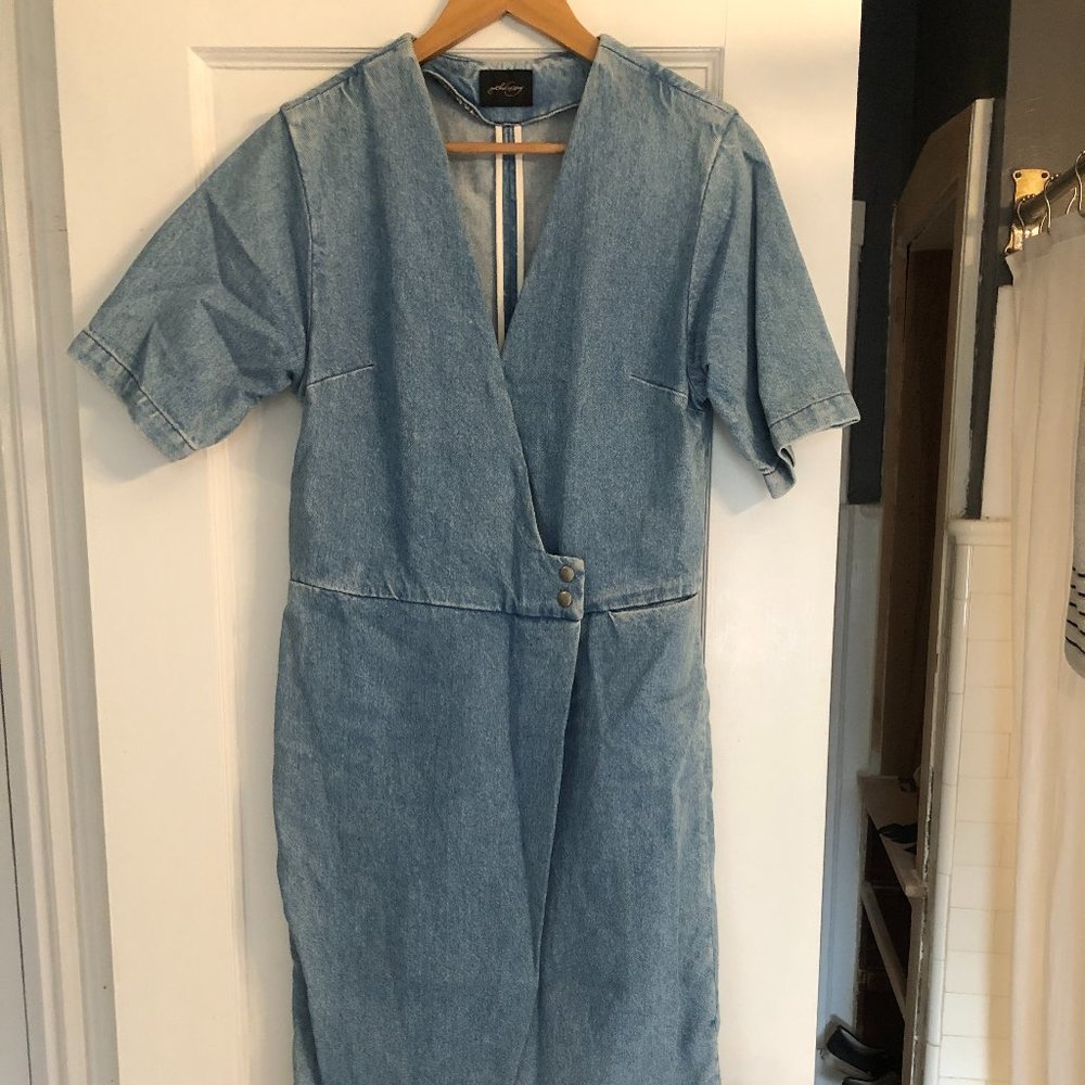 Rachel Comey Denim wrap dress with asymmetrical hem, Size 6